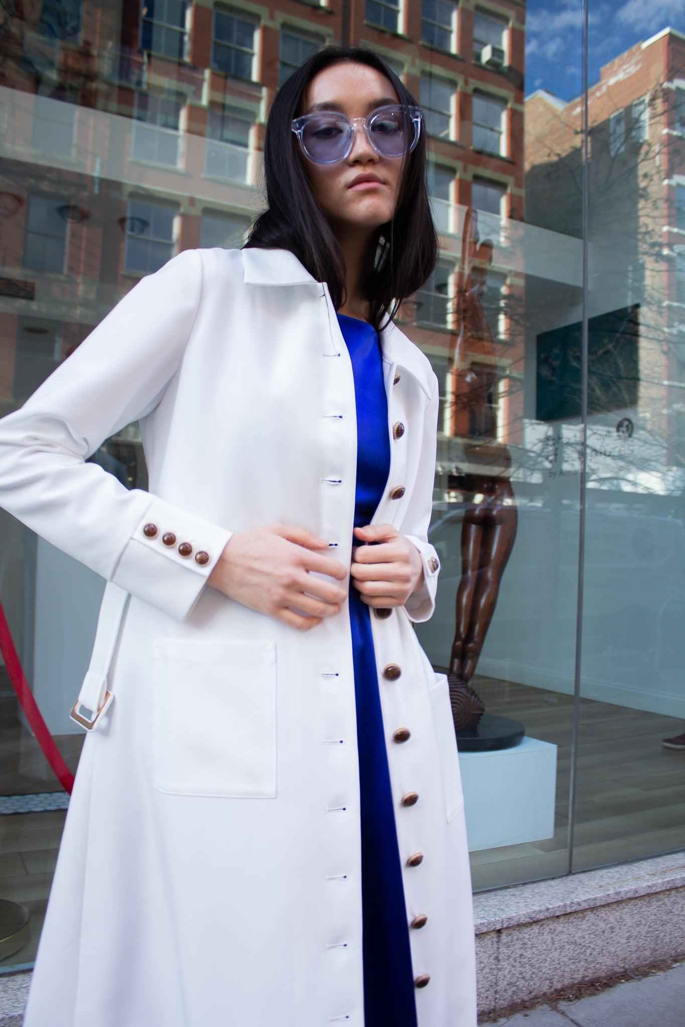 Monique White Coat – Women’s Elegant Long Coat