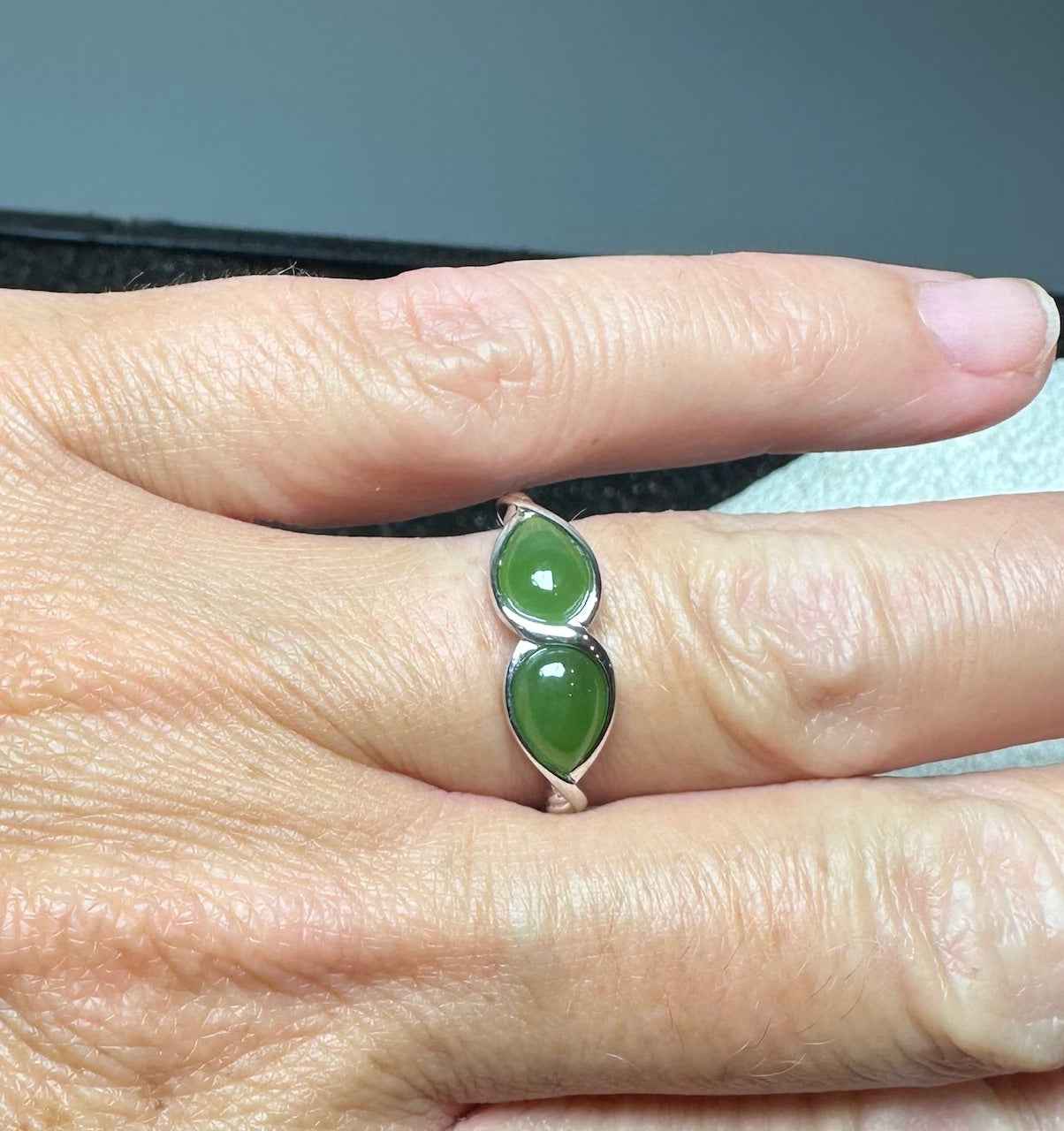 Sterling Silver Ring 2 Teardrop - SZ 7