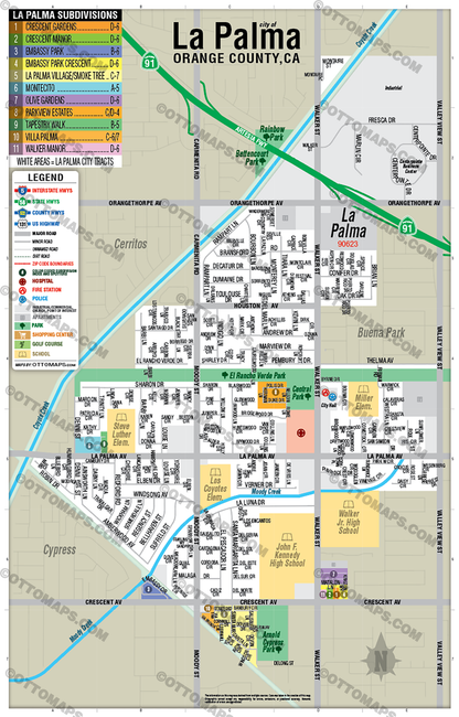 La Palma Map, Orange County - POSTER PRINTS
