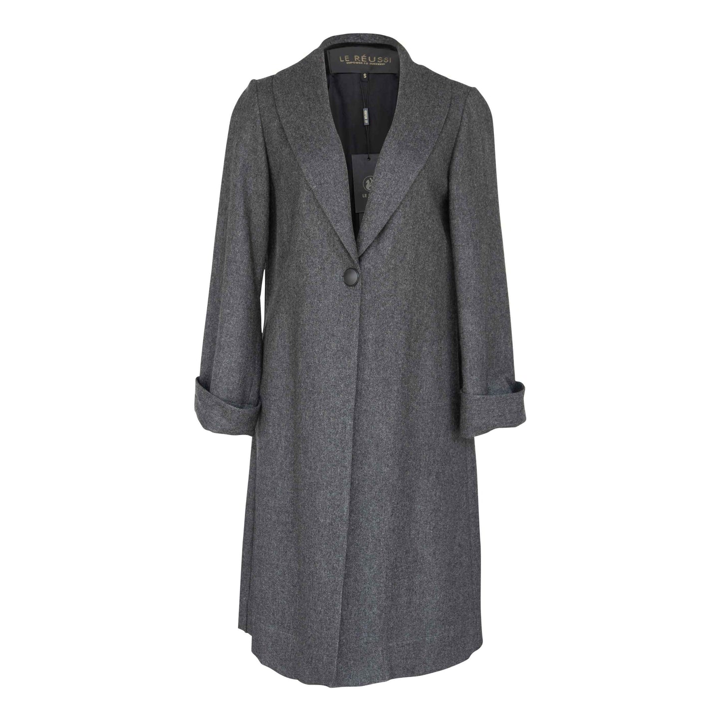Worsted Flannel Long Trench Coat Gray Women’s Elegant Outerwear