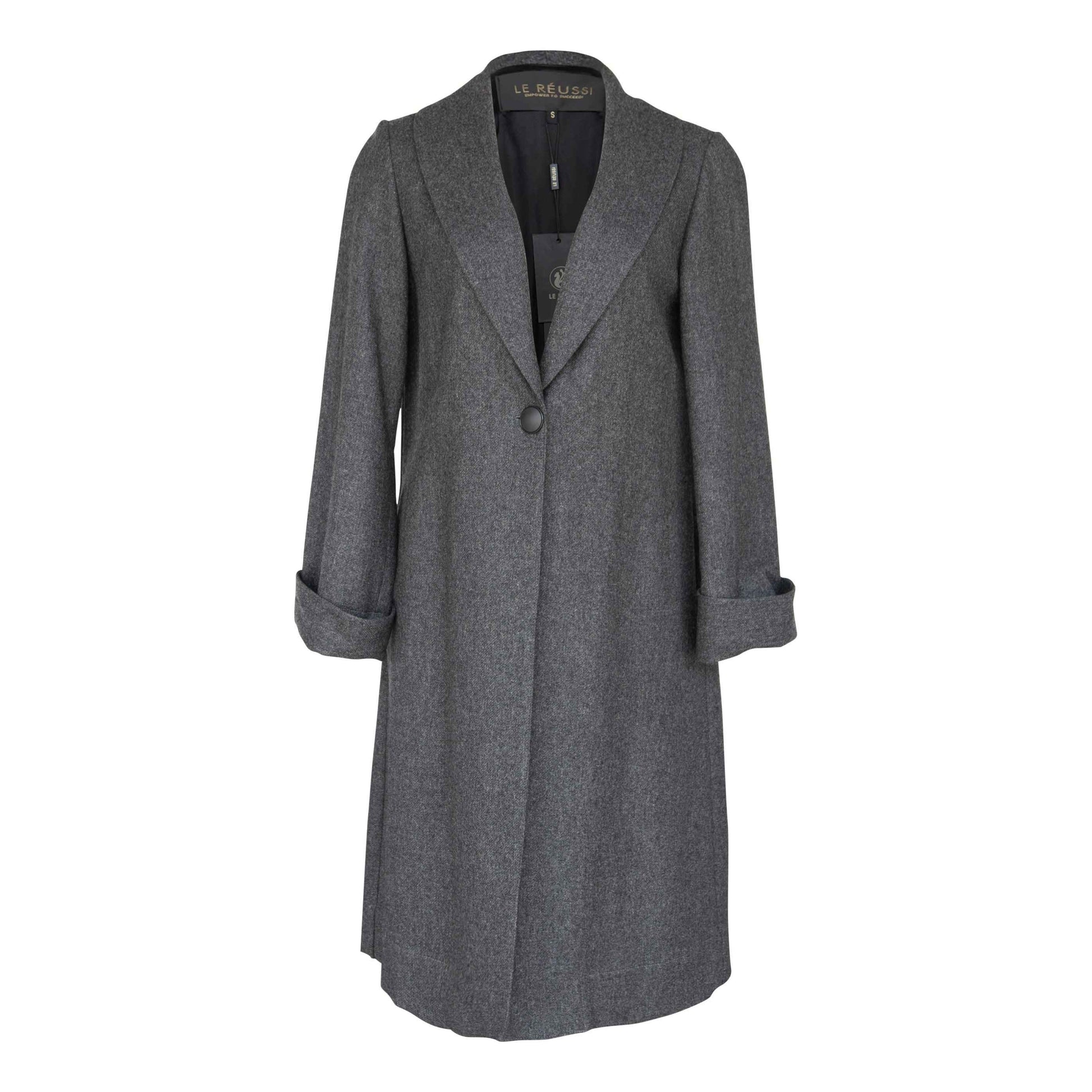 Worsted Flannel Long Trench Coat Gray Women’s Elegant Outerwear
