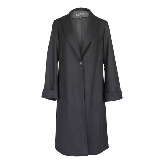 Worsted Flannel Long Trench Coat – Women’s Chic Outerwear