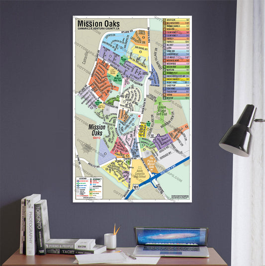 Mission Oaks Map, Camarillo, Ventura County - POSTER PRINTS
