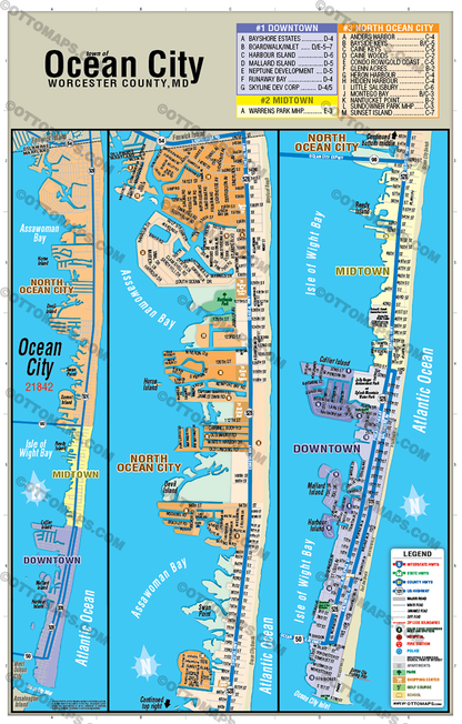 Ocean City Map, Worcester County, MD - POSTER PRINTS