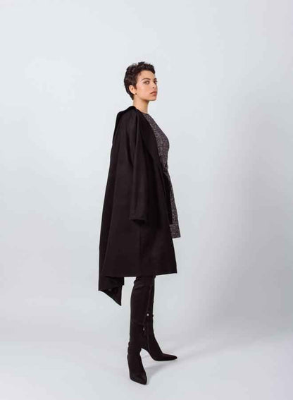 Worsted Flannel Long Trench Coat – Women’s Chic Outerwear