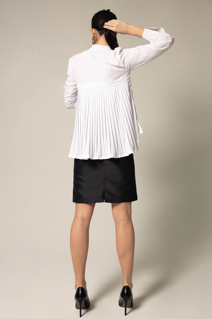 Stylish Pleated Blouse in White – Women’s Elegant Top - Lolomo!