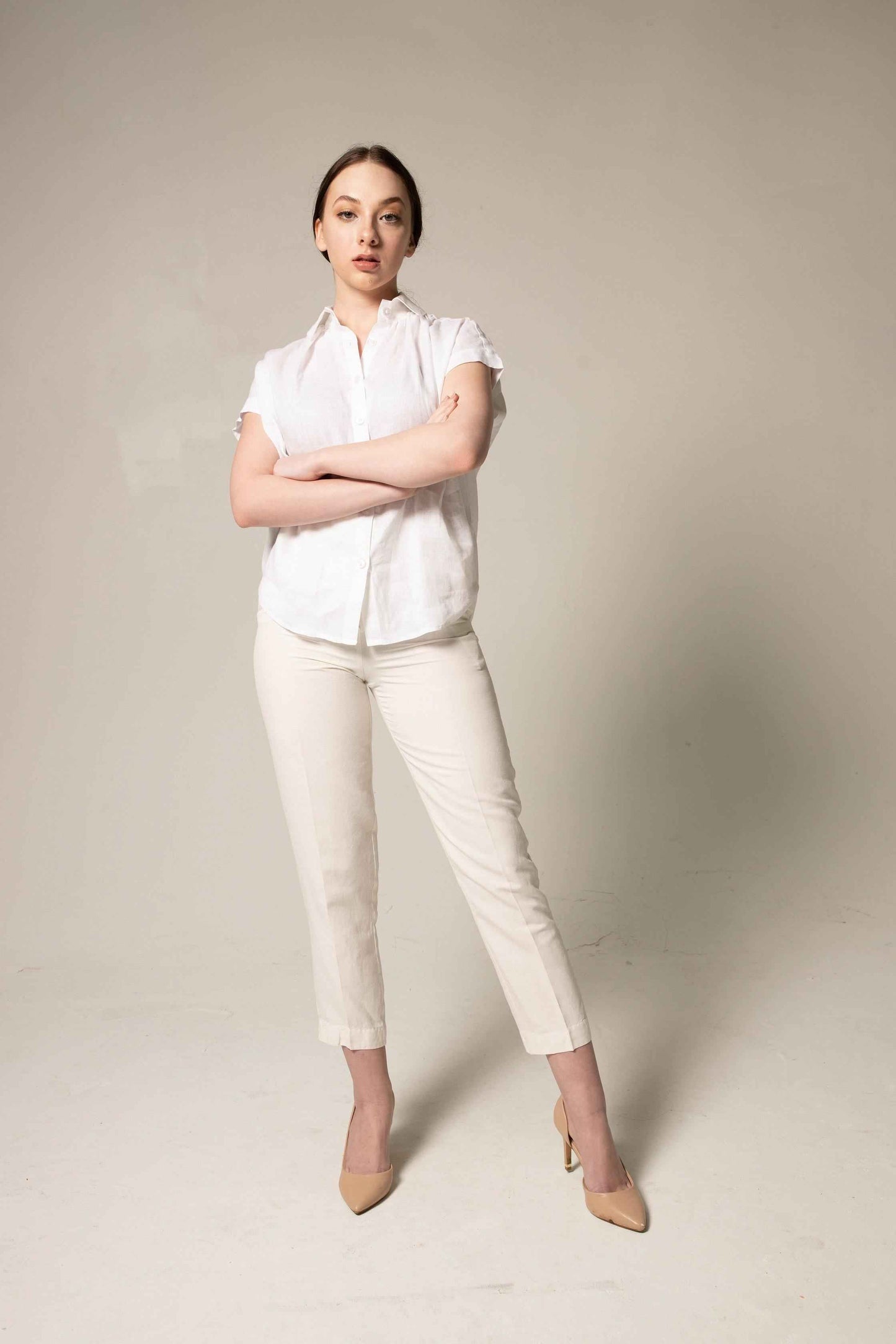 Classic Linen White Blouse – Women’s Elegant Linen Top