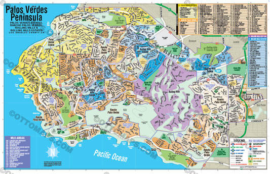Palos Verdes Peninsula Map, LA County - POSTER PRINTS