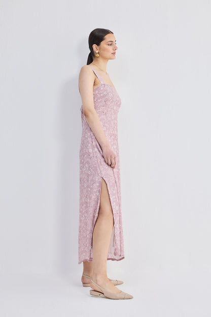 Perfect Floral Maxi with Tapered Straps in Pink
