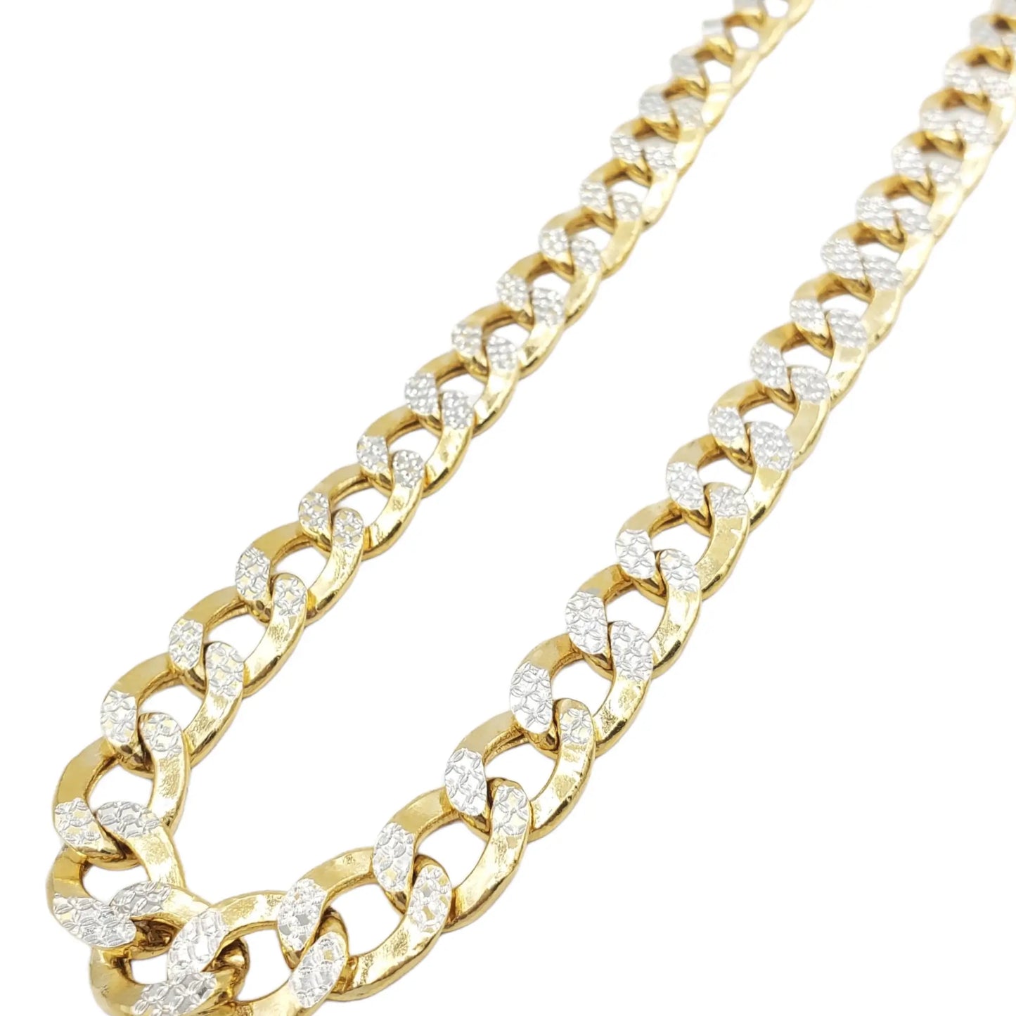 10K Gold- Hollow Cuban Link Diamond Cut (Pave) Chain
