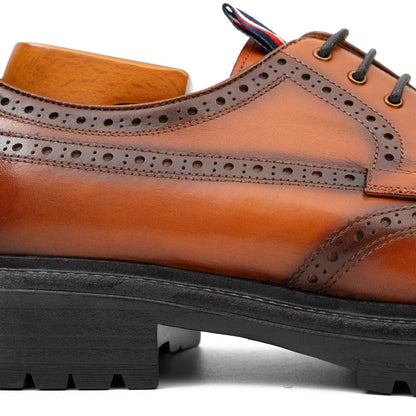 Premium Men's Classic Derby Brogue Shoes Brwon