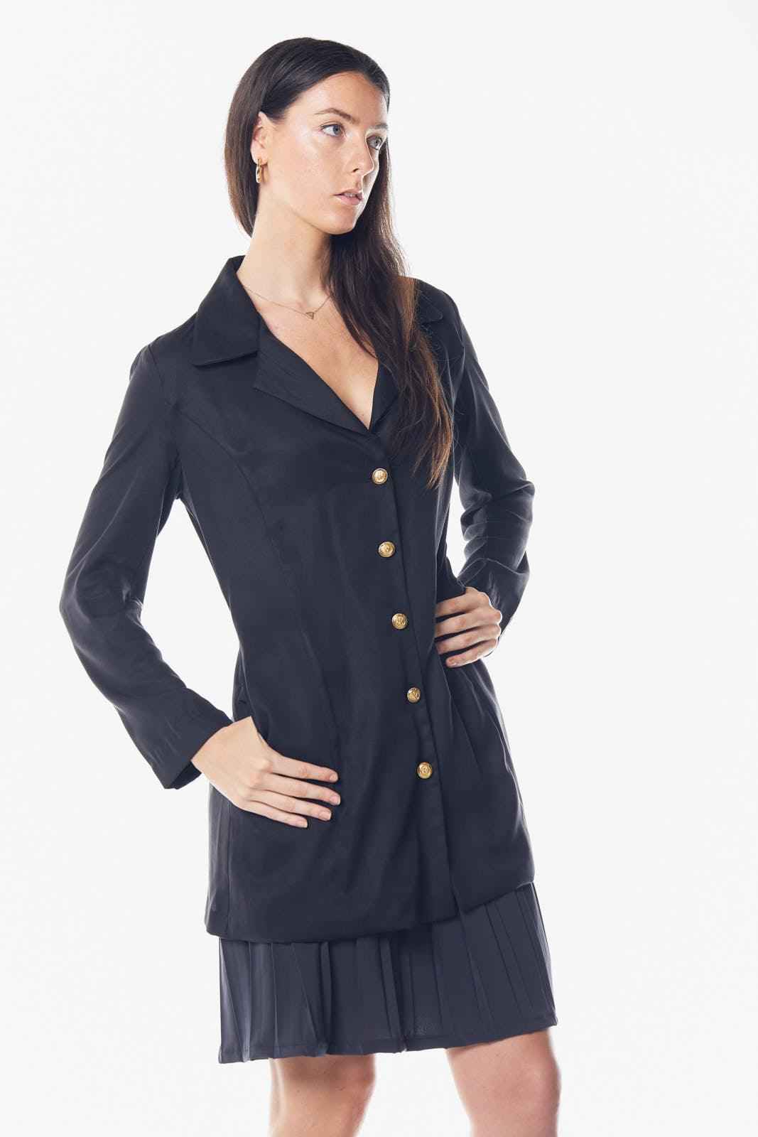 Grace Long Blazer Dress in Black – Women’s Tailored Blazer Dress
