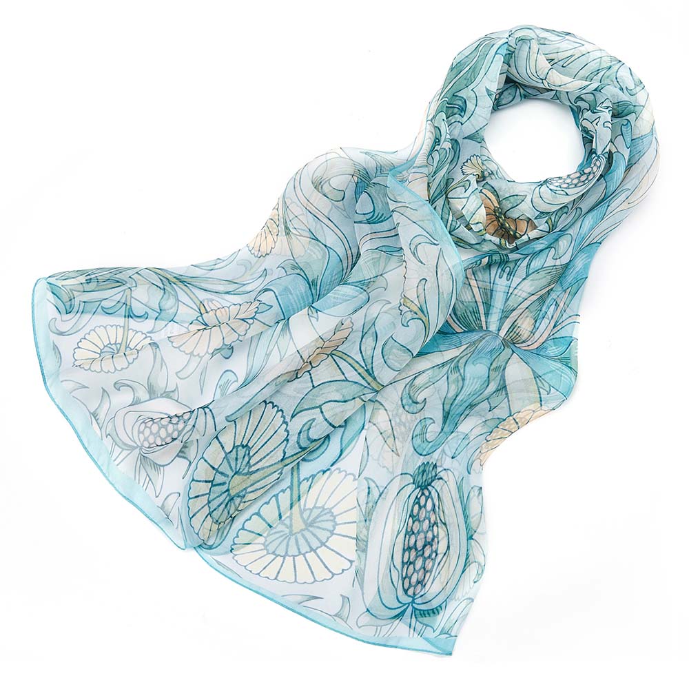 William Morris Pomegranate & Lily - 100% Pure Silk Scarf