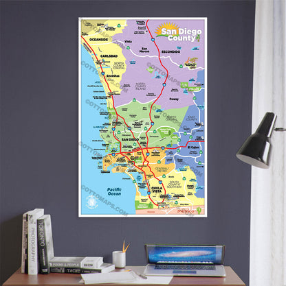 San Diego County Tourist Map - POSTER PRINTS