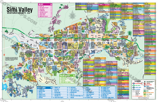 Simi Valley Map, Ventura County, CA - POSTER PRINTS