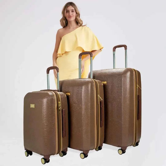 Snakeskin 3 Piece Expandable Classy Luggage Set