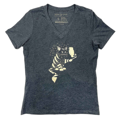 Snap Cat Womens V-neck T-shirt