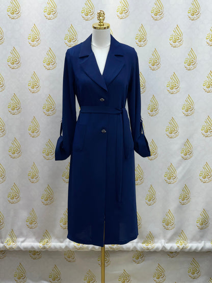 Sophisticated Elegance: Long Modest Light Trench Blazer