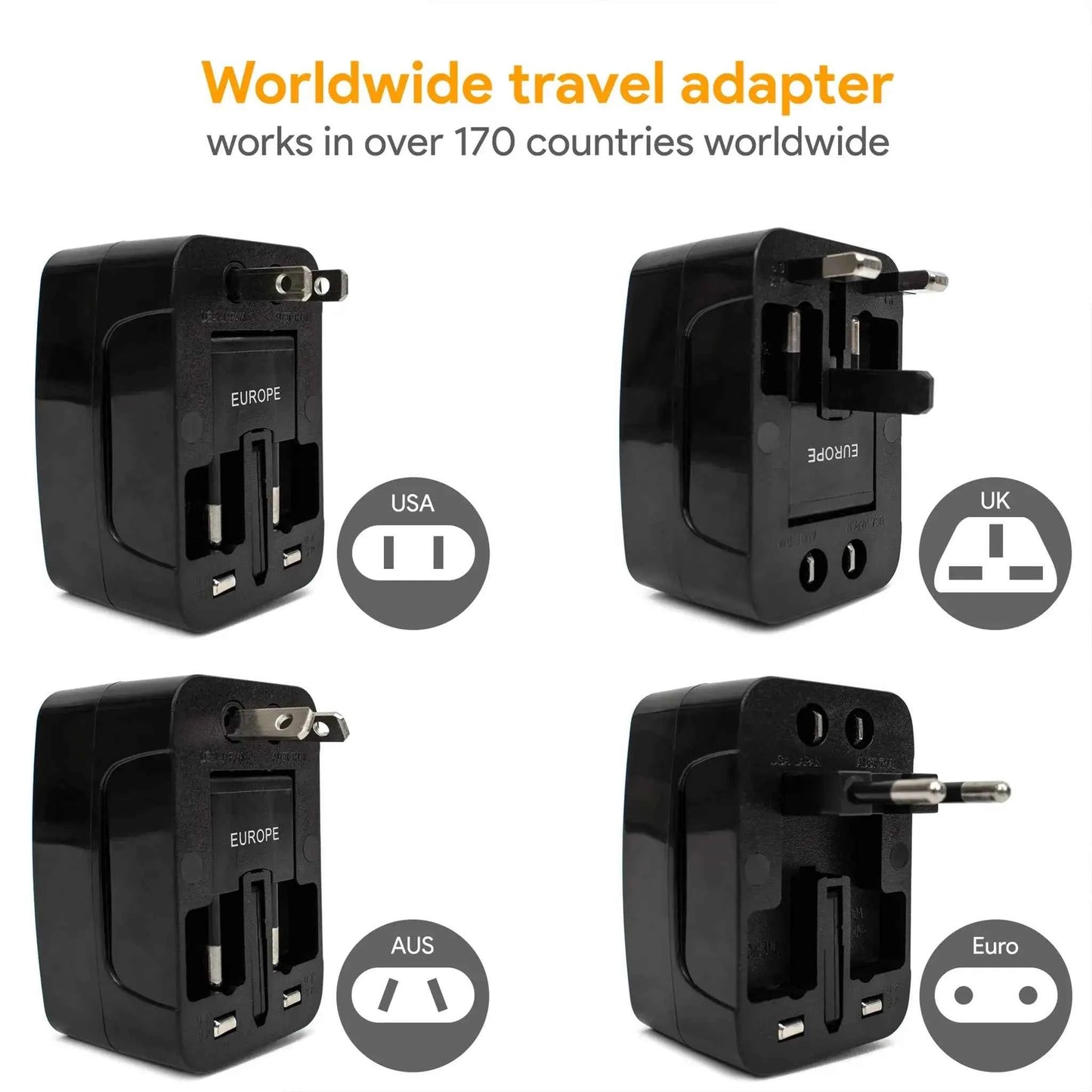 International Travel Adapter with USB Ports