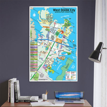 West Ocean City Map, Worcester County, MD - POSTER PRINTS