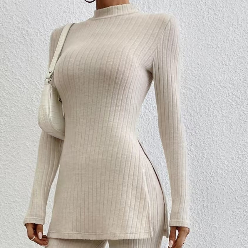 Women’s Ribbed V‑Neck Top & Pants Set