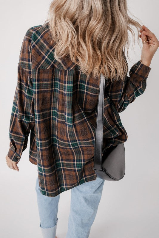 Plaid Button-Up Chest Pocket Shacket