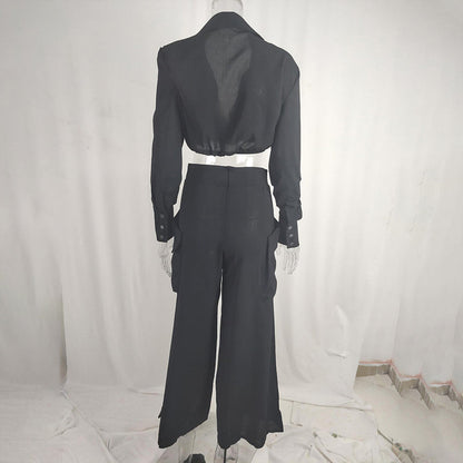 Women's Plus Size Wide Leg Elegant Pant Set