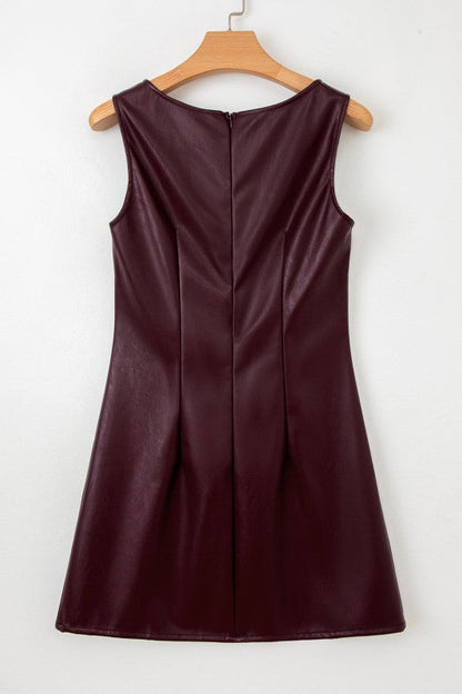 Vegan Leather Sleeveless Mini Dress