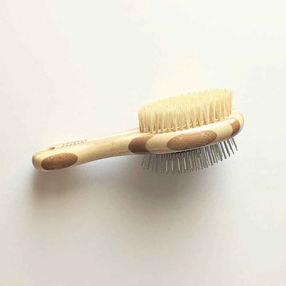 Two-Sided Pet Brush – Bristle & Wire for Shedding & Detangling