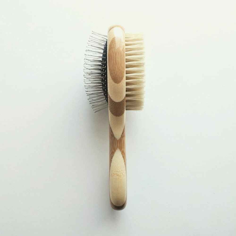 Two-Sided Pet Brush – Bristle & Wire for Shedding & Detangling