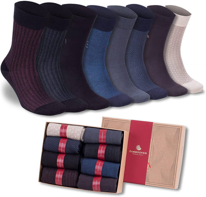 Men’s Bamboo Lightweight Dress & Trouser Socks – 8-Pack | Odor-Free, Breathable, Premium Comfort - 543