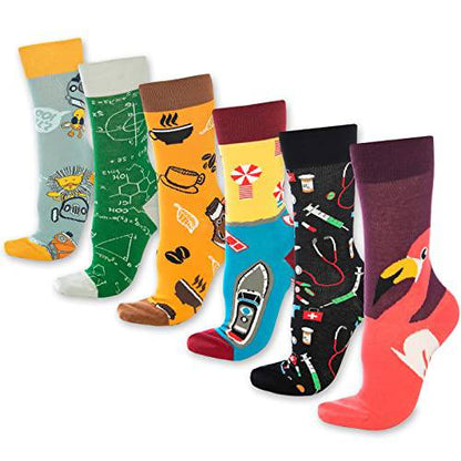 Fun Crew Socks for Men and Women – Colorful Cotton Novelty 6-Pack