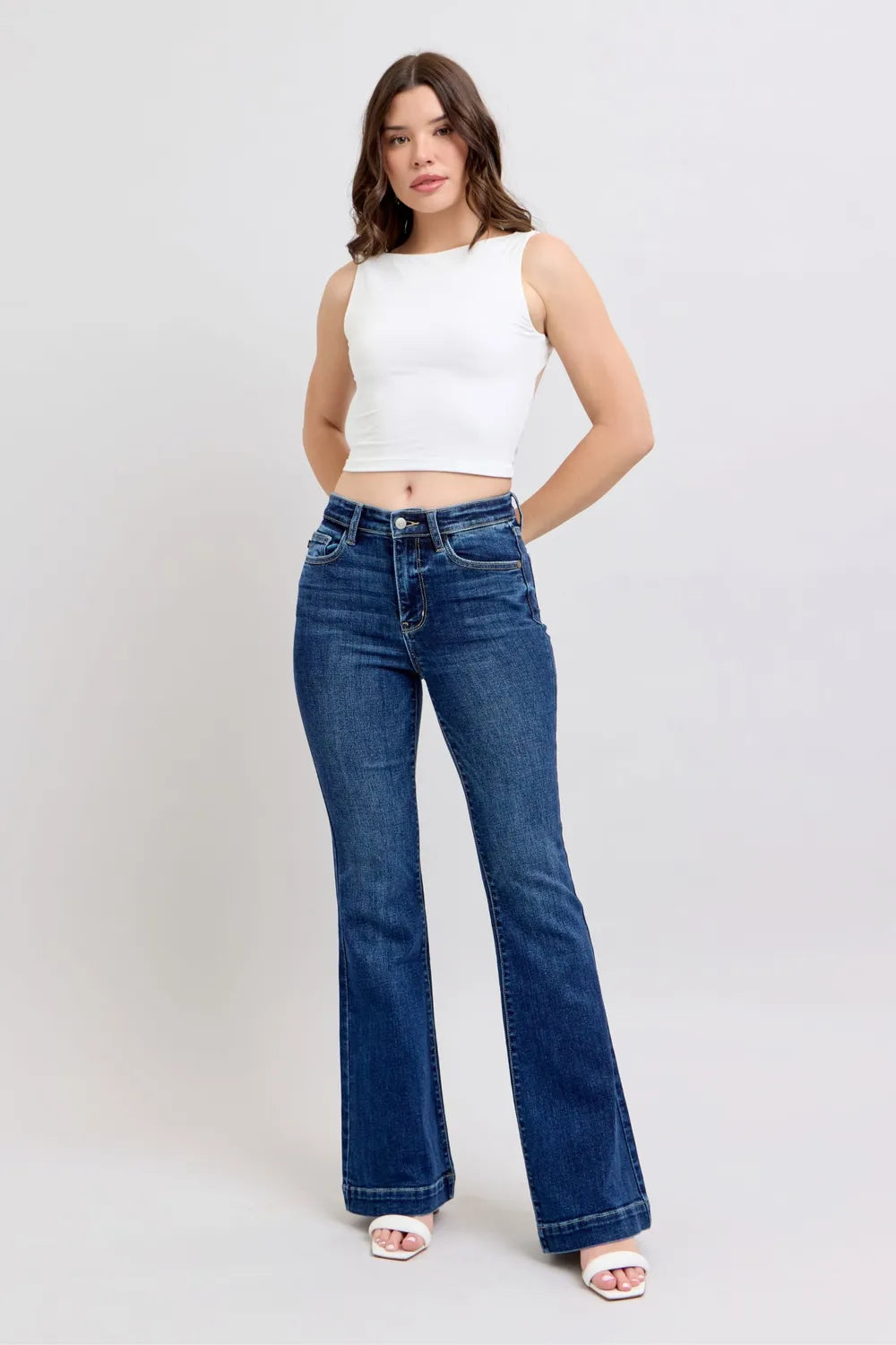 Judy Blue Full Size High Rise Flare Jeans with Pockets Plus Size