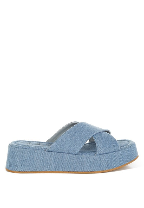 Karbi Denim Flatform Slip Ons