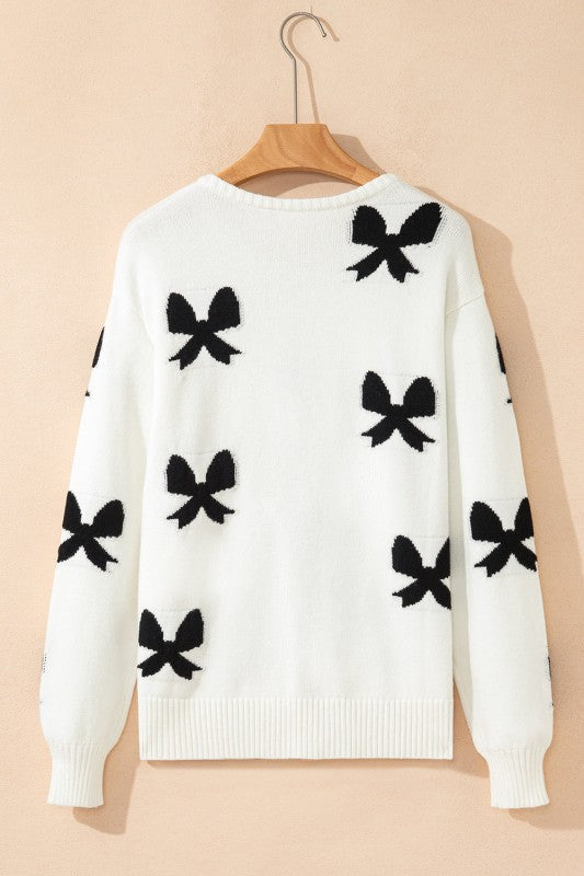 Bow Lace-up Sweater Cardigan