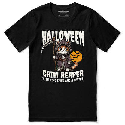 T-shirt d'Halloween avec chat de la Faucheuse