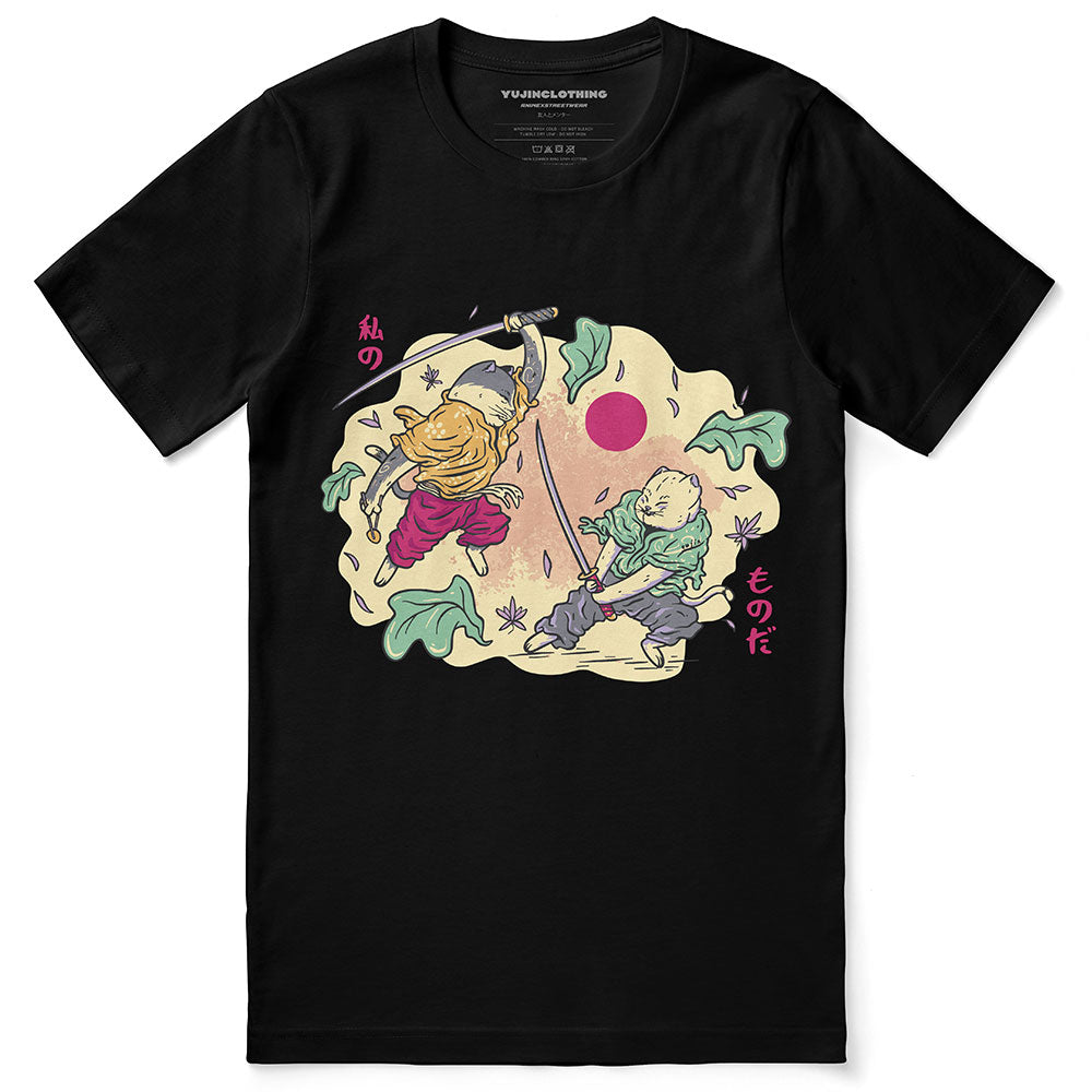 T-shirt de combat de chats samouraïs