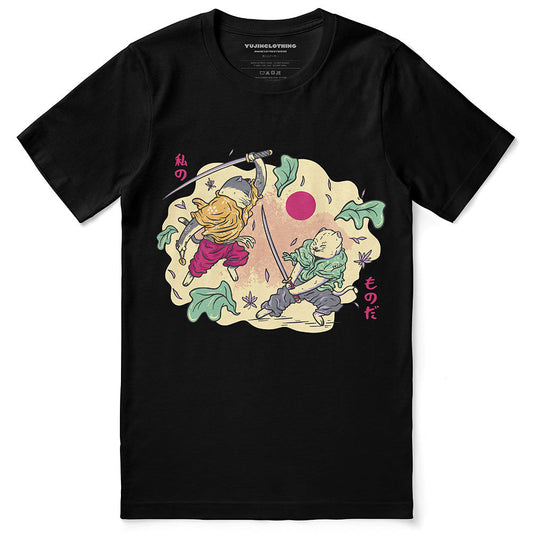 T-shirt de combat de chats samouraïs