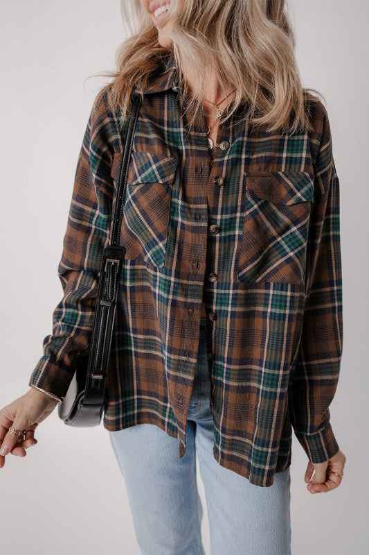 Plaid Button-Up Chest Pocket Shacket