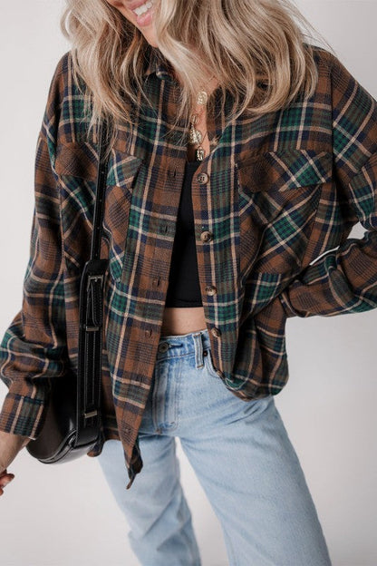 Plaid Button-Up Chest Pocket Shacket