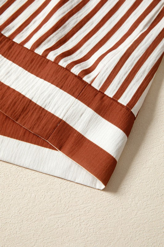 Stripe Long Sleeve Babydoll Blouse