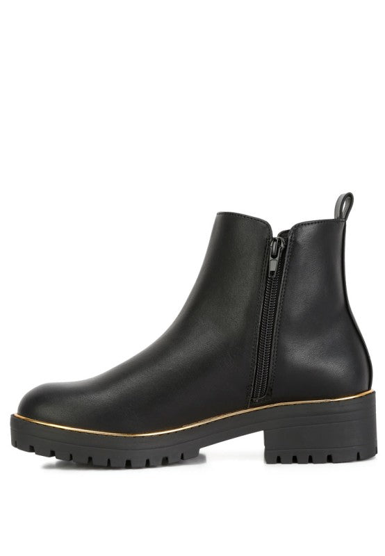 Thorin Metallic Frame Block Heel Boots