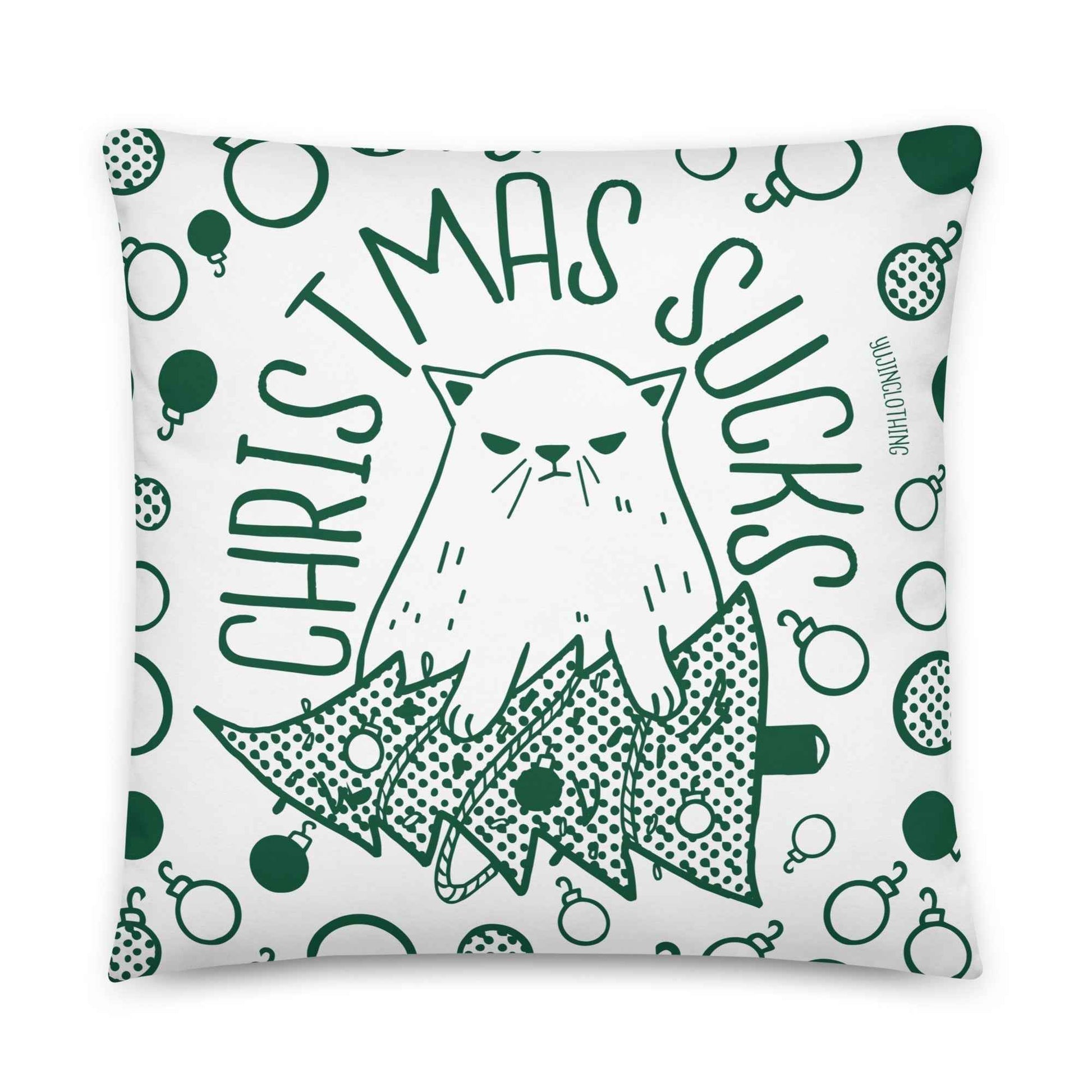 Christmas Sucks Cat Pillow