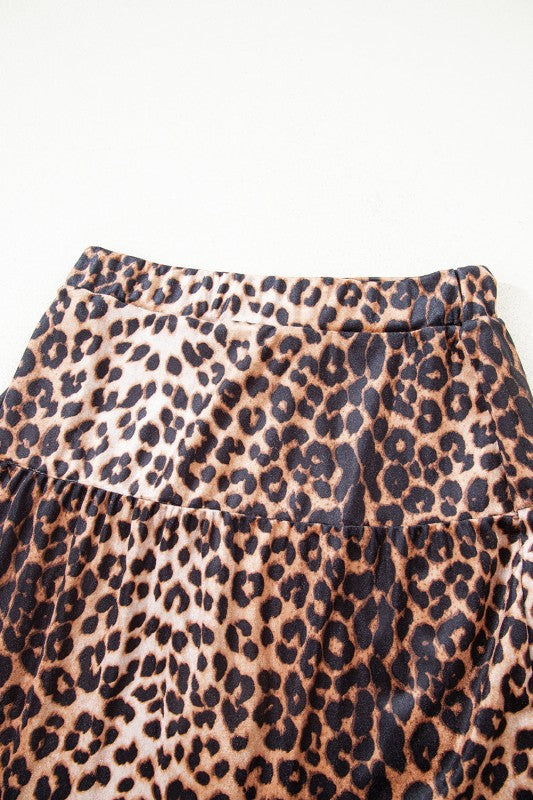 Leopard Tiered Patchwork Mini Skirt