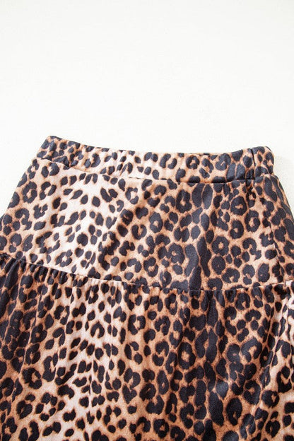 Leopard Tiered Patchwork Mini Skirt