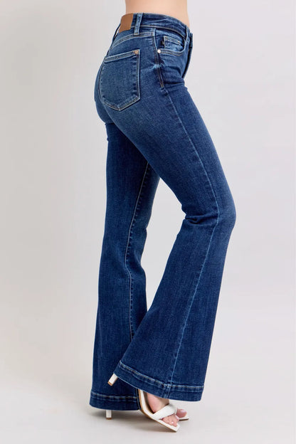 Judy Blue Full Size High Rise Flare Jeans with Pockets Plus Size