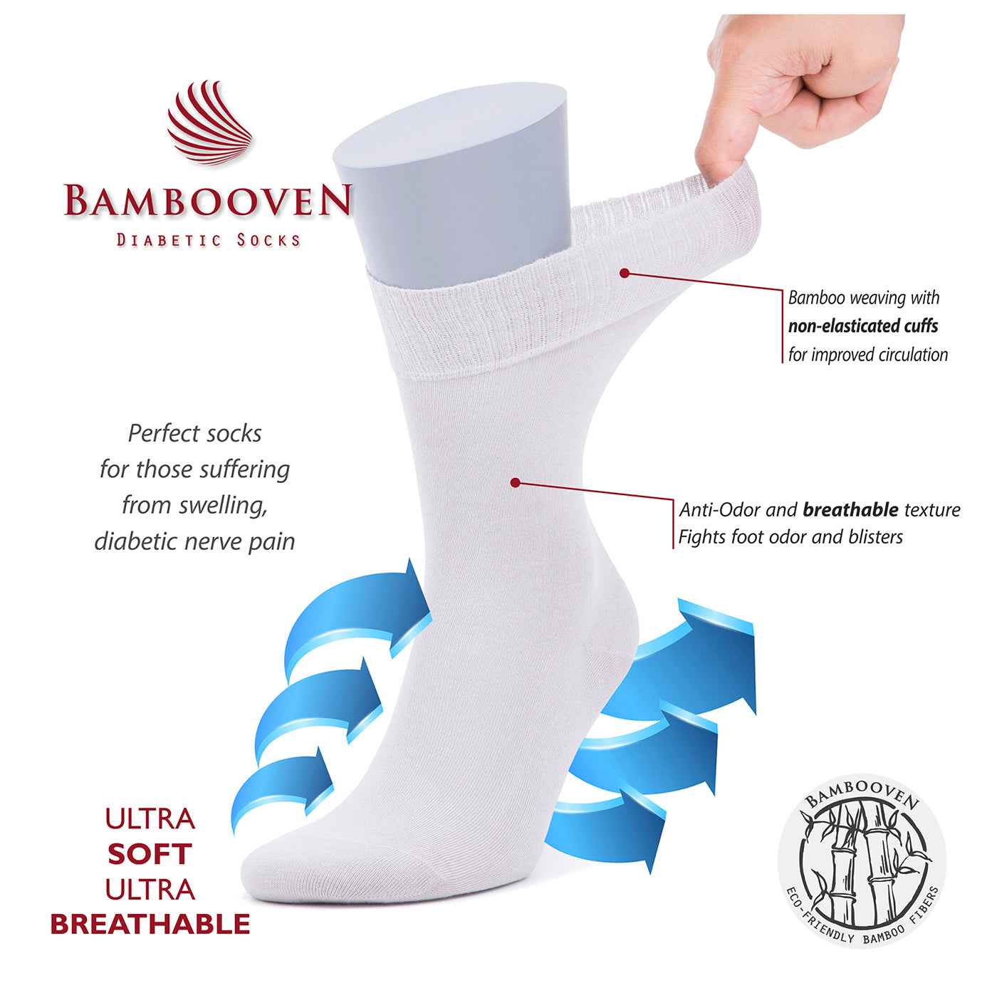Men’s Bamboo Diabetic Socks 2-Pack - Ultra Thin