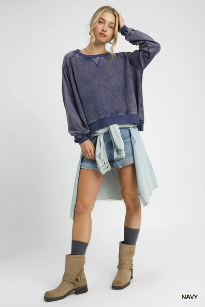 Umgee Mineral Wash French Terry Sweatshirt