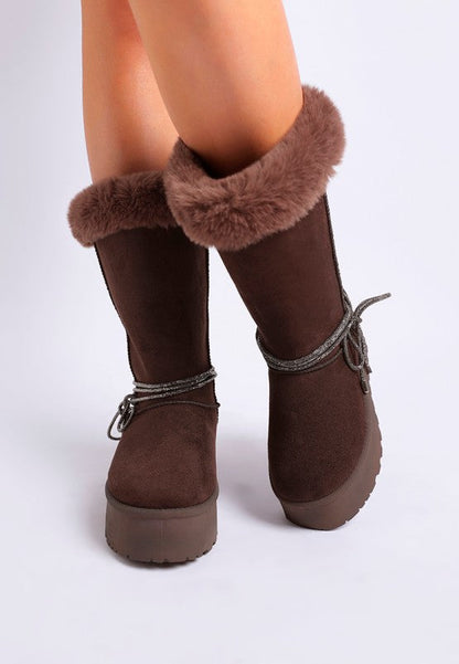 Olonya Fur Collar Anti-Skid Snow Boots