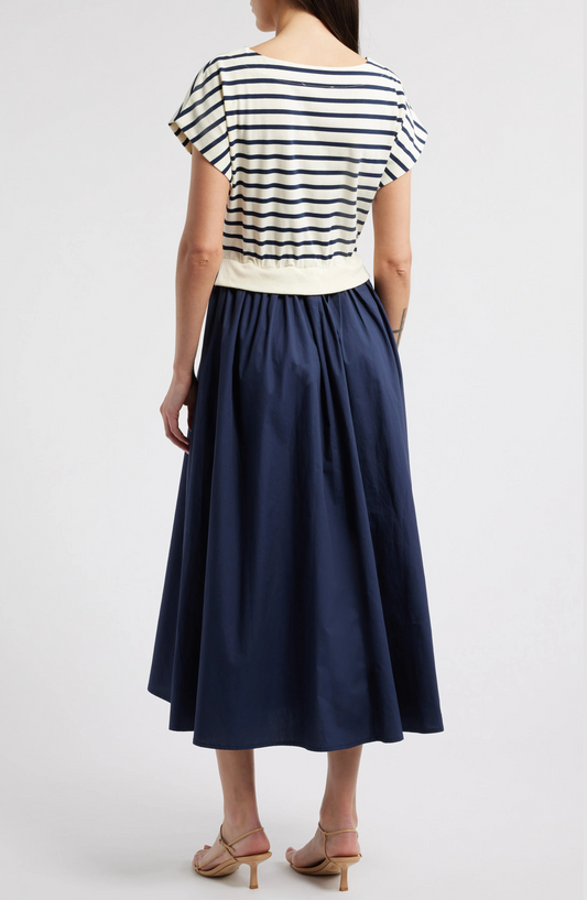 Cotton Striped Midi Dress